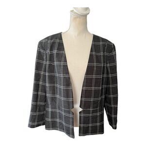 Tahari Checkered Open Blazer - Size 16